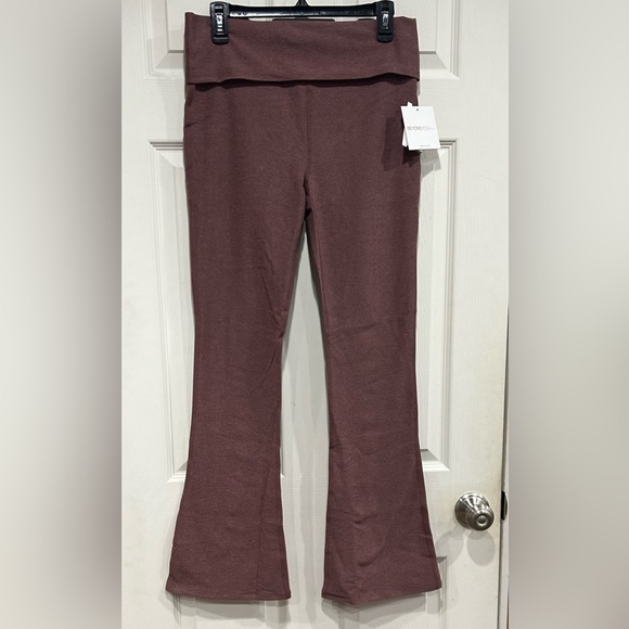 Beyond Yoga Women's XL Spacedye Foldover Bootcut Pant Rose Brush Heather NWT - Picture 1 of 7